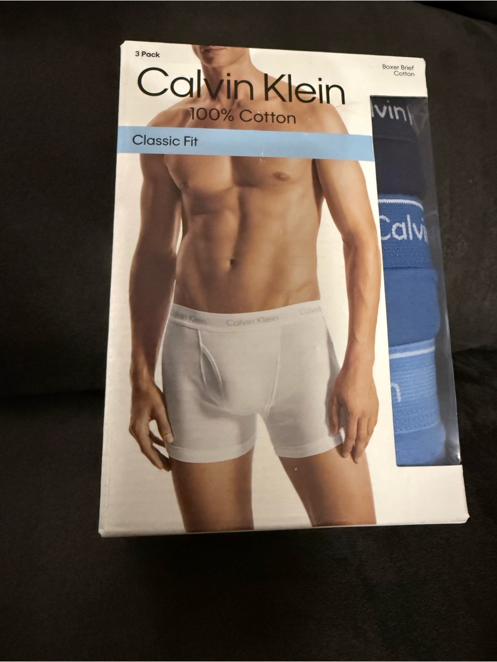 Calvin Klein 3-Pack Boxer Briefs in White and Blue